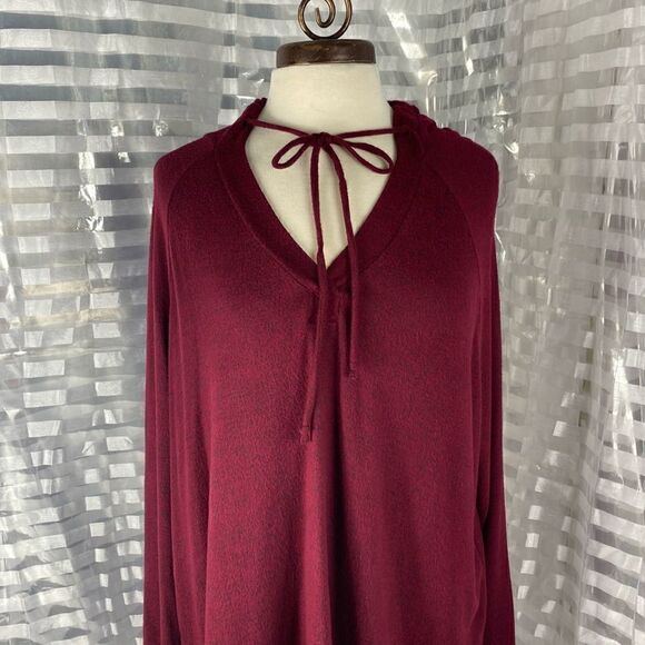 Active USA Burgundy Hooded Long Sleeve Sweater - Picture 2 of 7